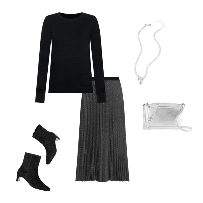 Studded Pleated Flannel Midi Skirt | Talbots