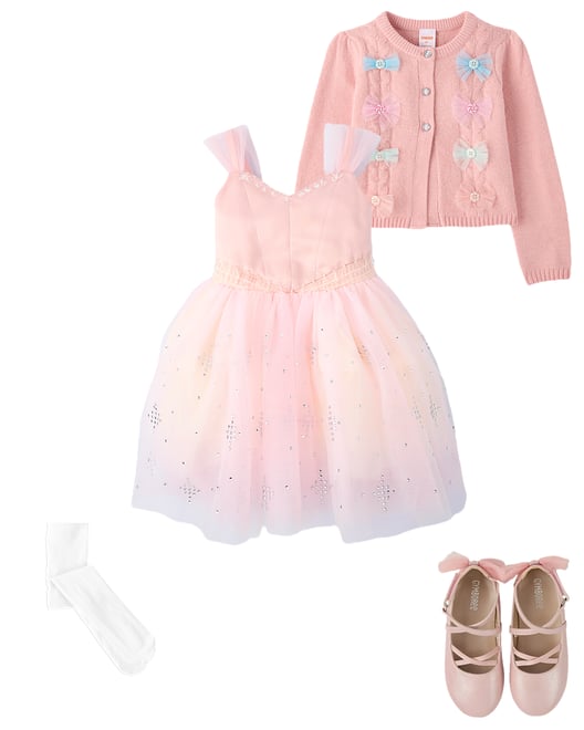 Girls Metallic Floral Fit And Flare Dress - Tiny Dancer - Freesia frost