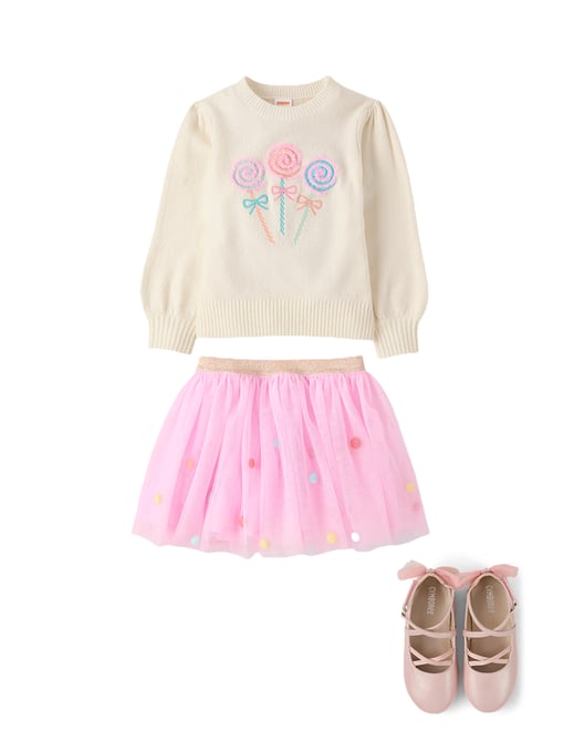 Girls Ribbed Peter Pan Top - Little Essentials - Cream