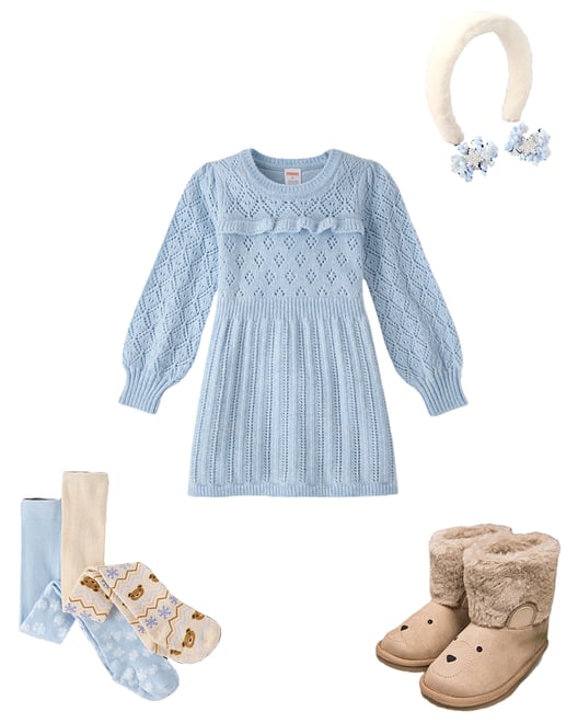 3rd bundle featuring 3 items which compliment Girls Ruffle Pointelle Sweater Dress