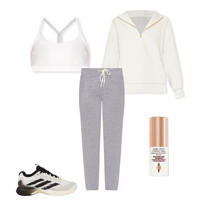 Varley Hawley Half Zip Sweatshirt in Ivory Marl | REVOLVE