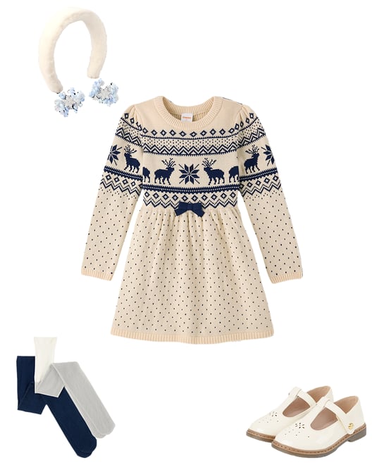 1st bundle featuring 3 items which compliment Girls Reindeer Fairisle Sweater Dress