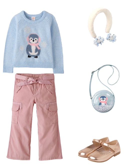 7th bundle featuring 4 items which compliment Girls Shakey Glitter Penguin Round Bag