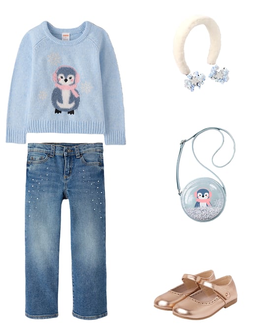 8th bundle featuring 4 items which compliment Girls Shakey Glitter Penguin Round Bag