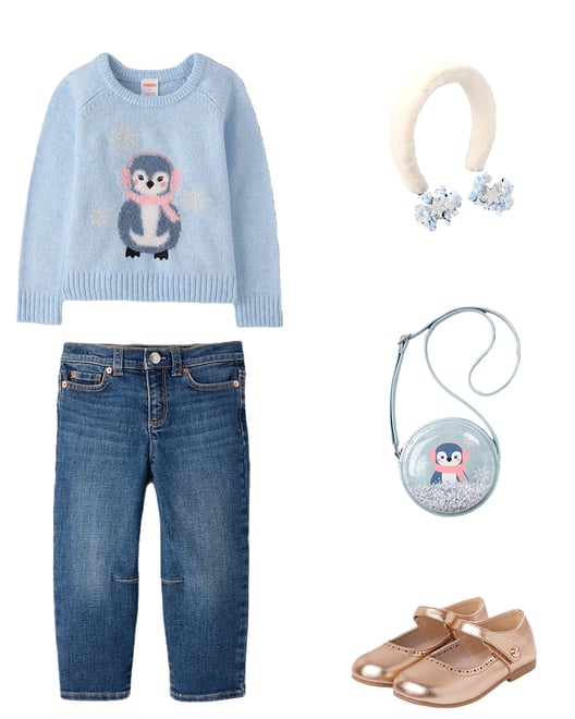 3rd bundle featuring 4 items which compliment Girls Shakey Glitter Penguin Round Bag