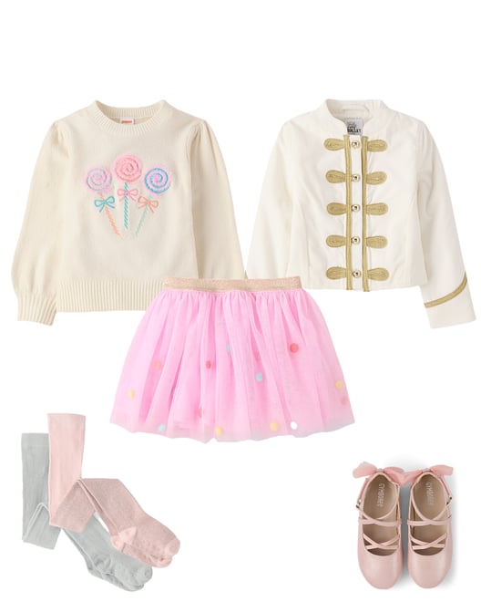 Girls Ribbed Peter Pan Top - Little Essentials - Cream