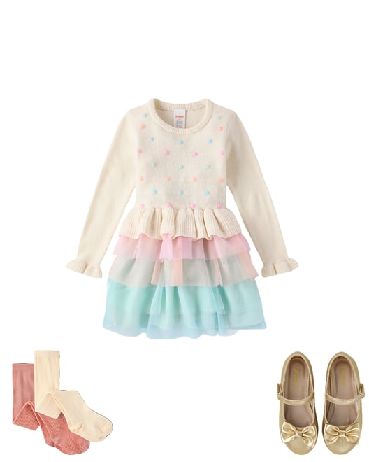 2nd bundle featuring 2 items which compliment Girls Pom Pom Tiered Sweater Tutu Dress