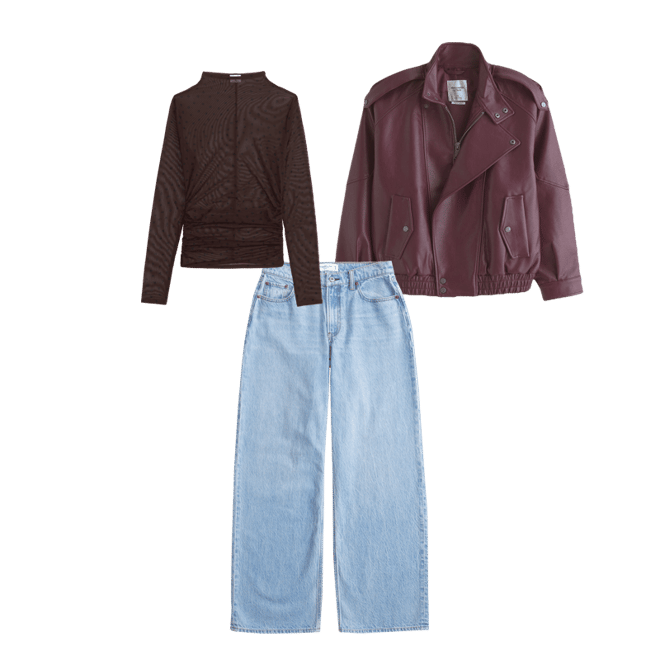 Relaxed Mockneck Vegan Leather Bomber Jacket