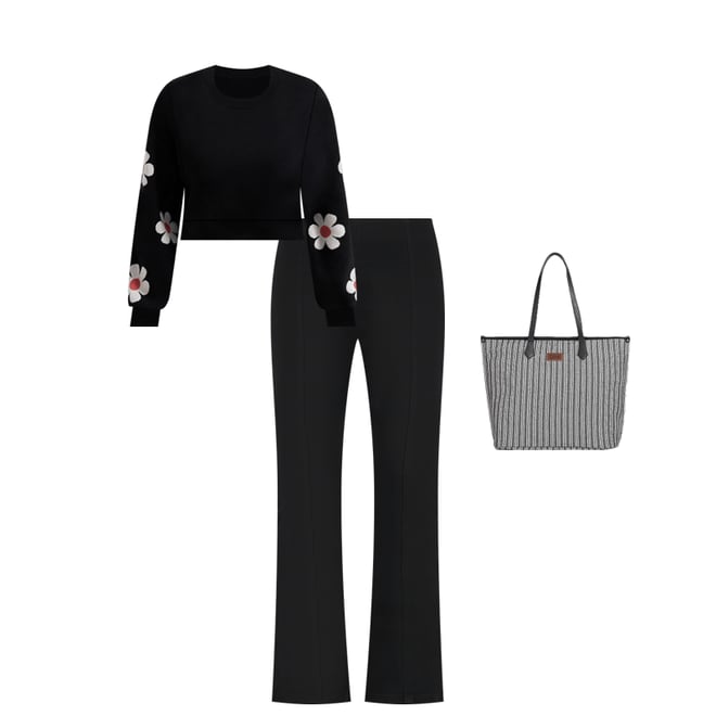 Women's Daisy Print Sleeve Crop Sweater