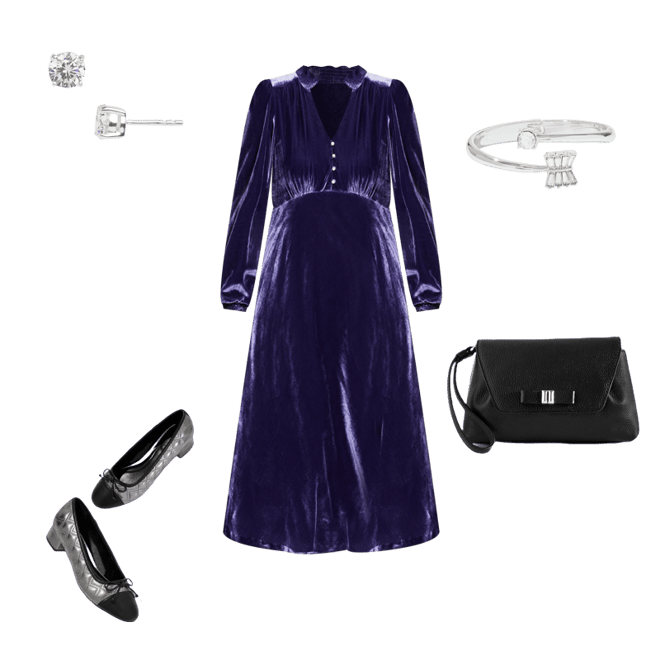 Velvet Fit & Flare Midi Dress | Talbots