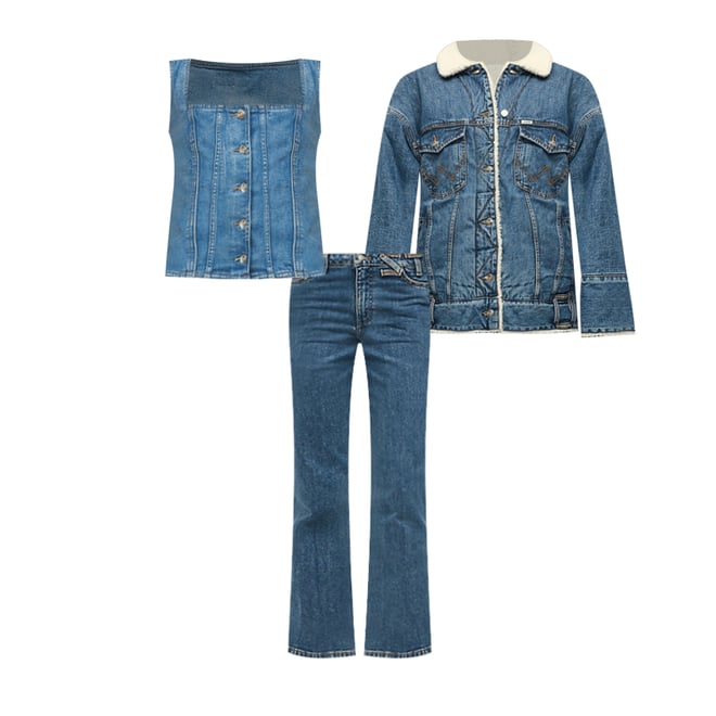 Wrangler + STAUD Trucker Top in Indigo