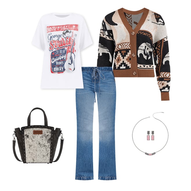 Women's Western Cropped Cardigan Sweater in Brown