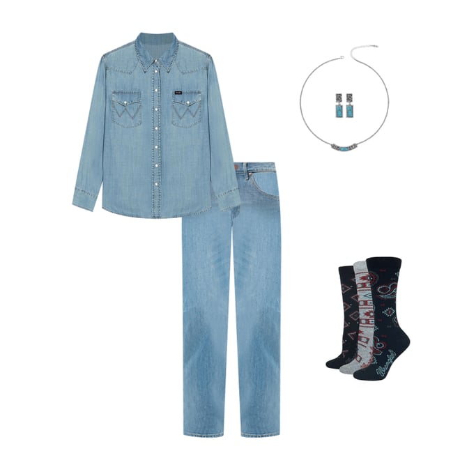 Women's Sunset Mid Rise Straight Jean in Baby Blue