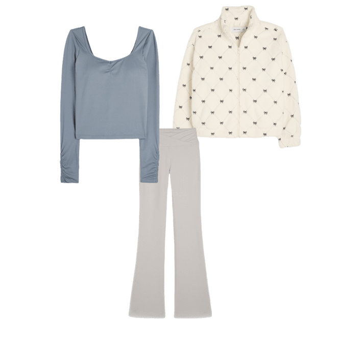 Gilly Hicks Sherpa Embroidered Zip-Up Top