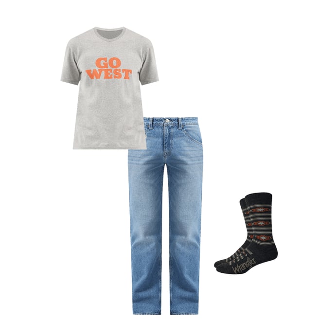 Men's Go West Graphic T-Shirt in Mid Grey Mel