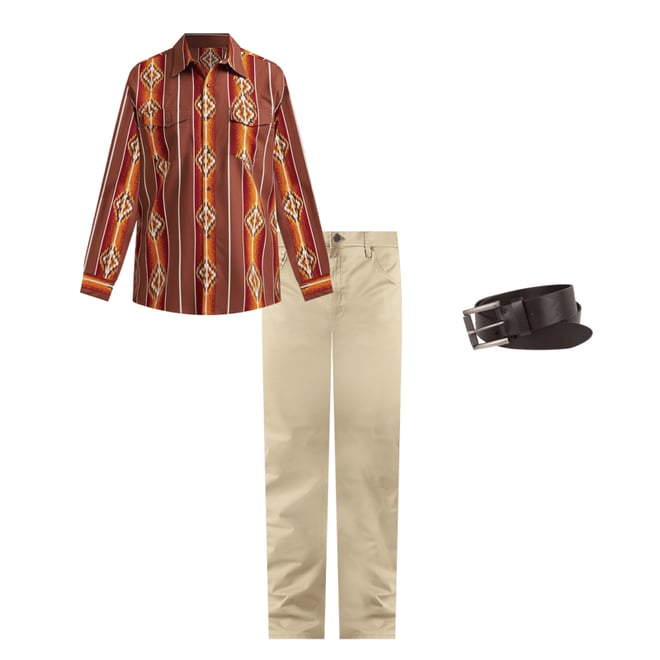 Men's Stitched Leather Belt in Brown