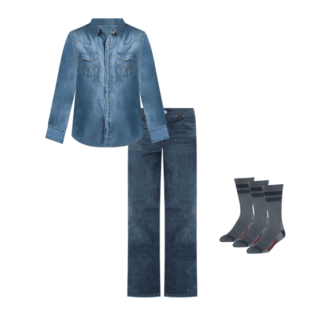 Men's Wrangler® Classic Denim Western Snap Shirt in Light Wash