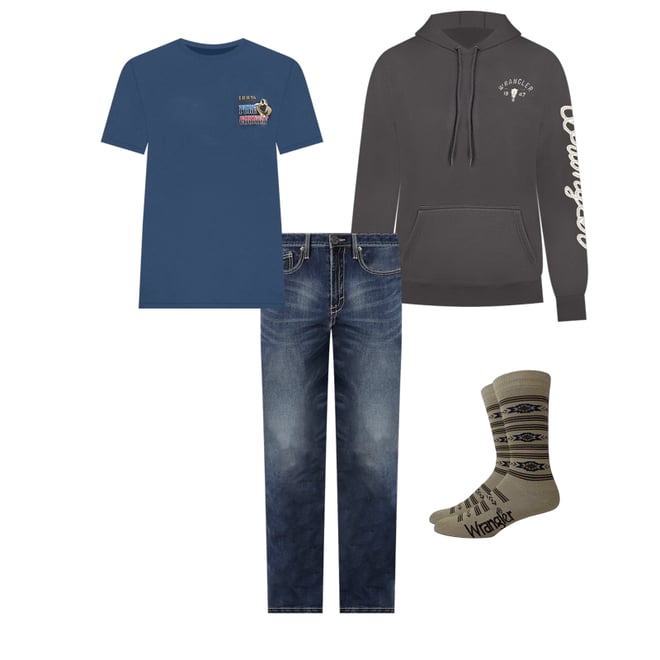 Men's Wrangler Long Live Cowboys® Pullover Hoodie in Worn Grey