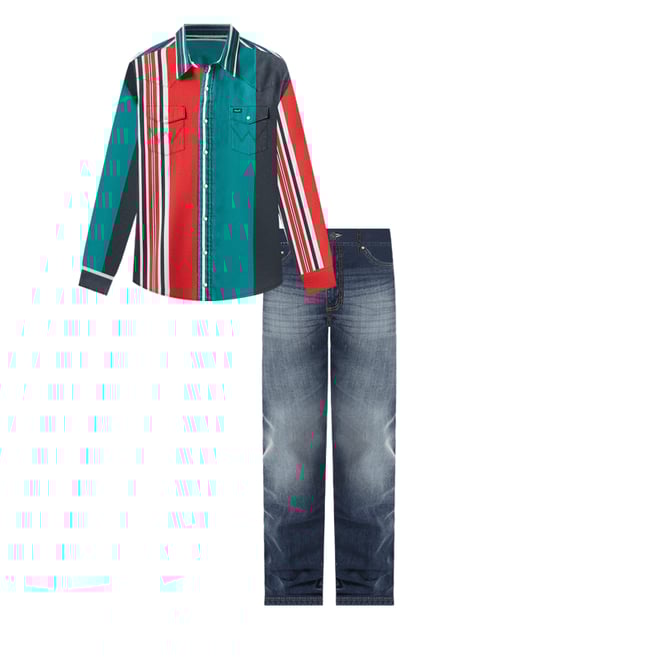Vintage-Inspired Brushpopper Western Snap Workshirt in Primary Red