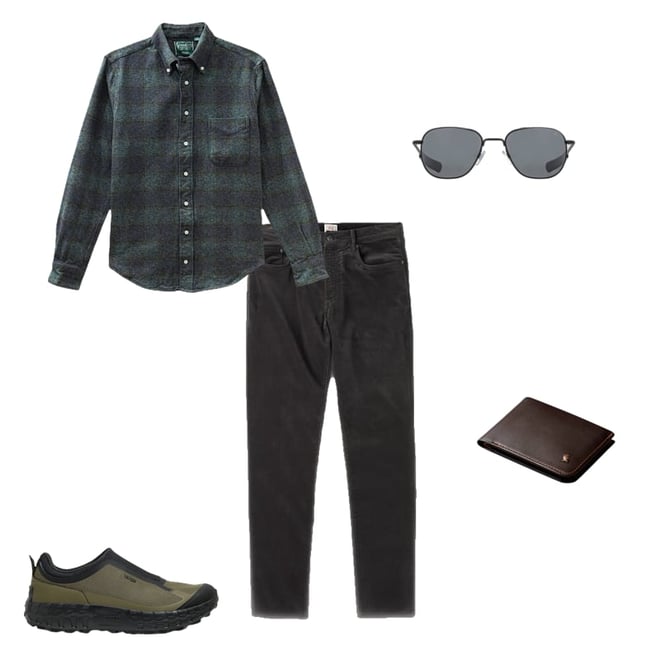 Gitman Vintage Brushed Tweed Check Shirt - Navy Check | Long