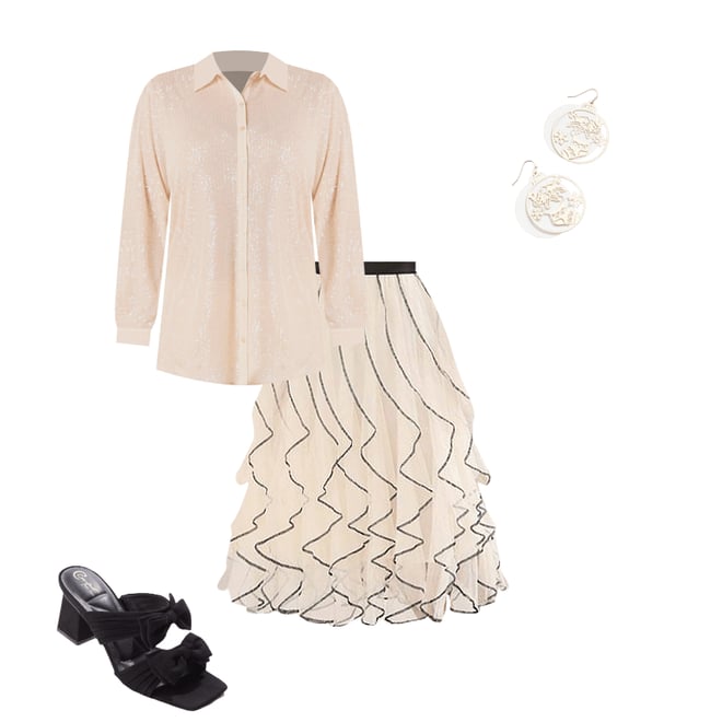 Cato Fashions | Cato Contrast Ruffled Mesh Skirt