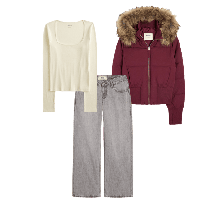 Long-Sleeve Square-Neck Top