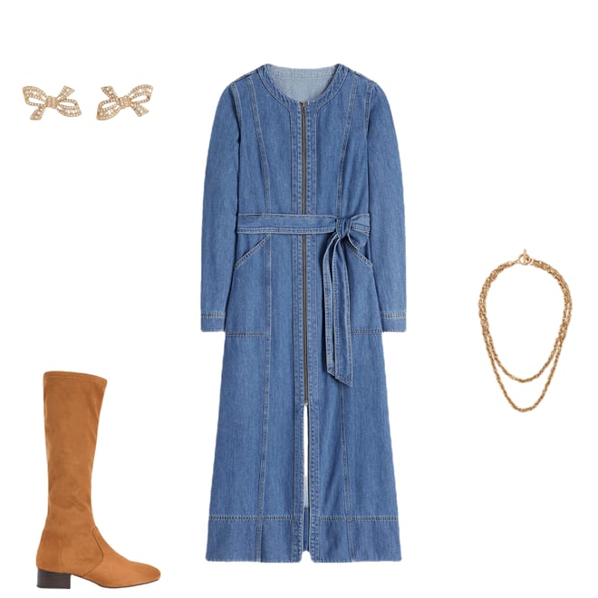 Zip Denim Straight Dress-Mid Vintage Denim | Boden USA