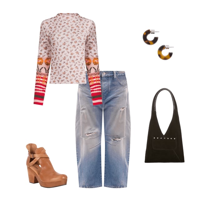 Free People Bowery Cuff Mock Neck Top