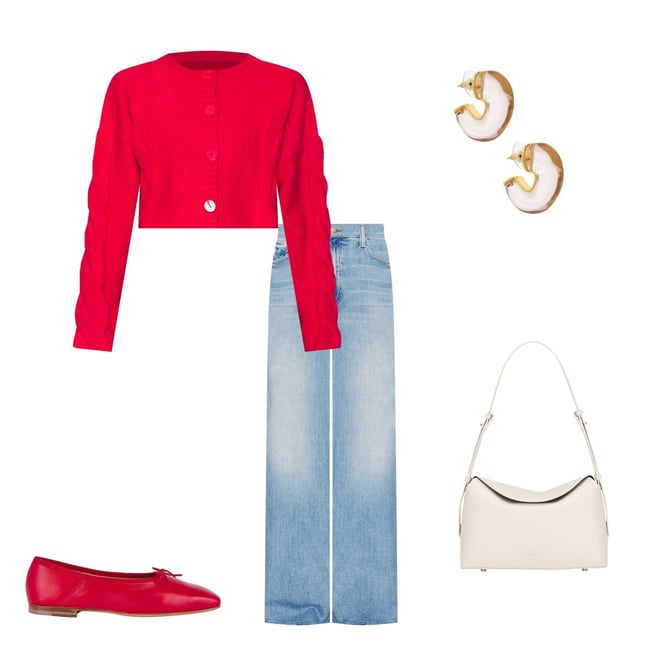 SNDYS Laine Cable Cardigan in Red REVOLVE