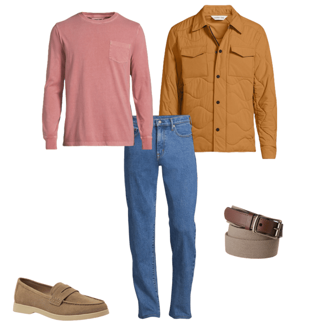 Mens Long Sleeve Pocket Sun Faded Super-T Tee | Lands' End