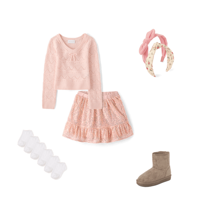 Jupe enfant jean et Edelweiss – rose | La Boutique Suisse