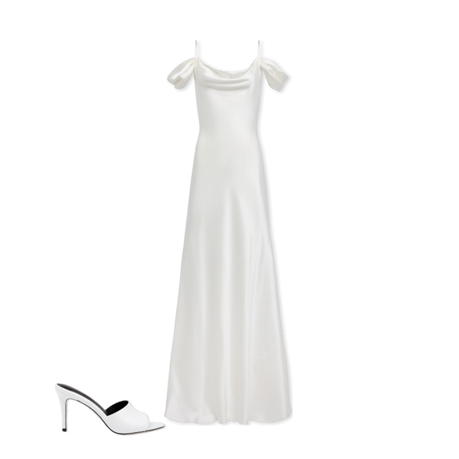 Kenna Silk Dress in Ivory | L'AGENCE