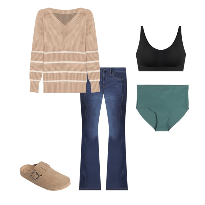 Striped Slouchy V Neck Sweater