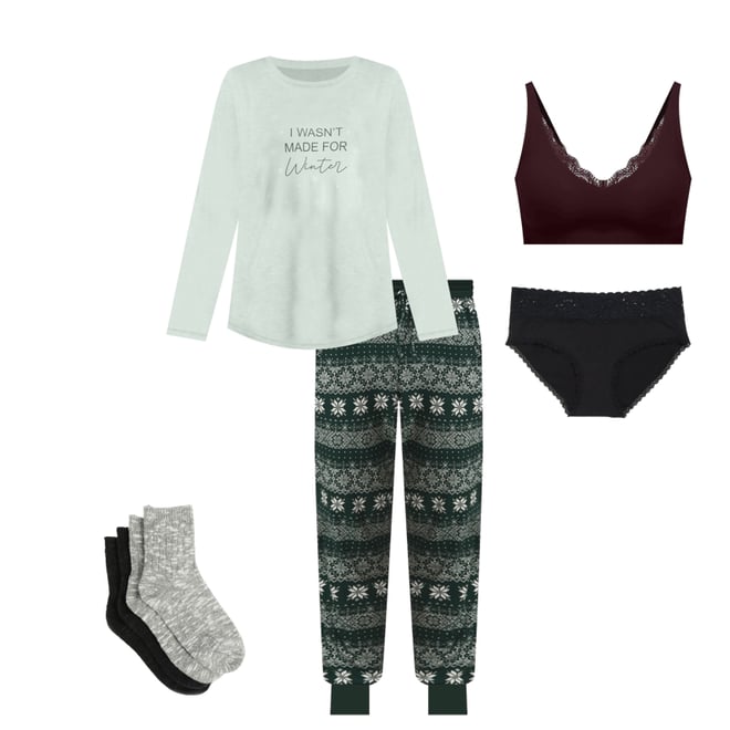 I Wasnt Made For The Winter Graphic Tee And Jogger Pajama Set