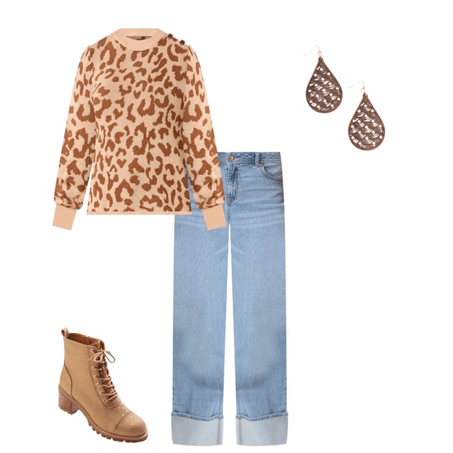 Cato Fashions Cato Animal Button Shoulder Sweater