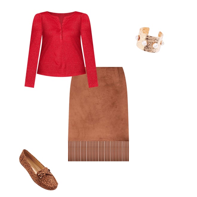 Cato Fashions Cato Plus Size Faux Suede Fringe Hem Skirt