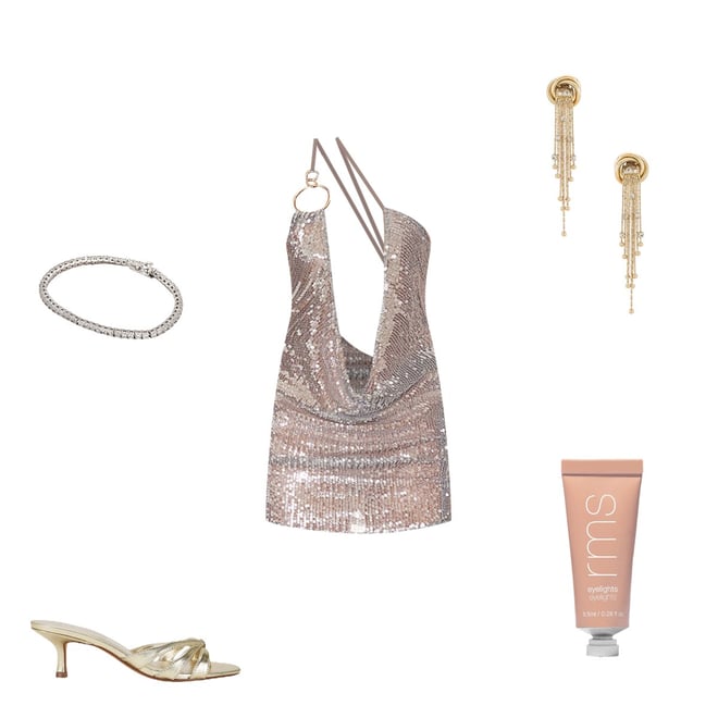 Jaded London Draped Mini Dress With Ring Detail in Gunmetal