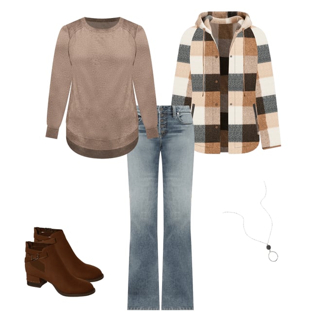 Sherpa Plaid Hooded Snap Button Front Jacket