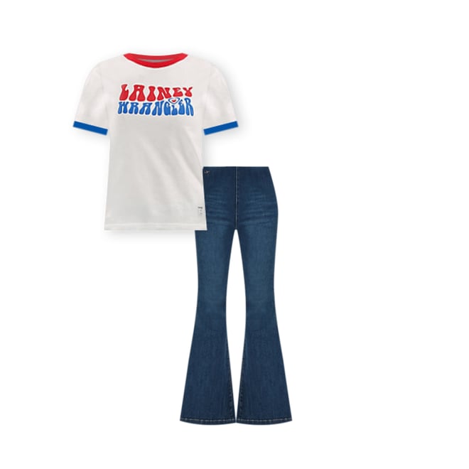 Wrangler x Lainey Wilson Pull On Bell Bottoms in Dark Denim Wash