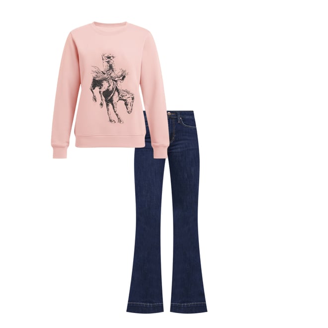 Women's Wrangler Graphic Crew Sweatshirt in Misty Rose