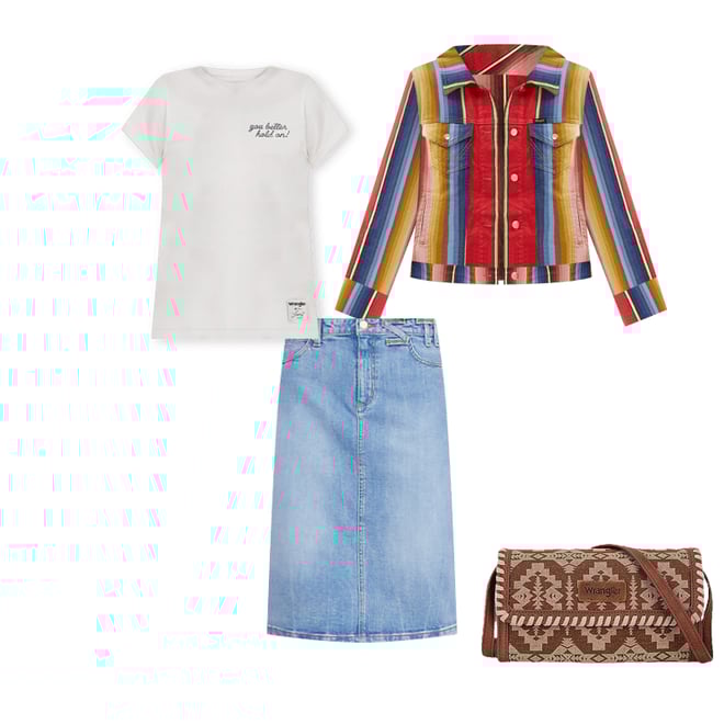 Wrangler x Lainey Wilson Hold On Shrunken Band Tee in White