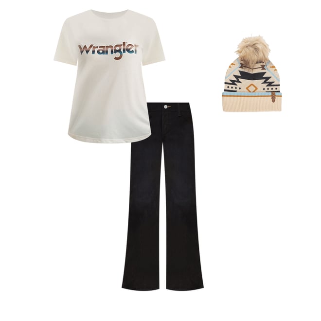 Women's Wrangler Kabel Logo Reg Fit Tee in Egret Heather