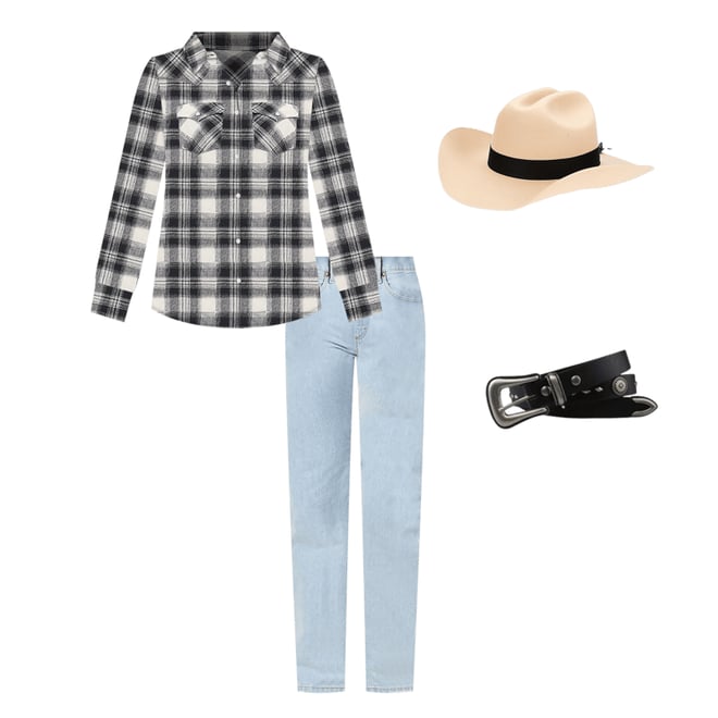 Women's Wrangler® Scalloped 3 Piece Buckle Belt in Black