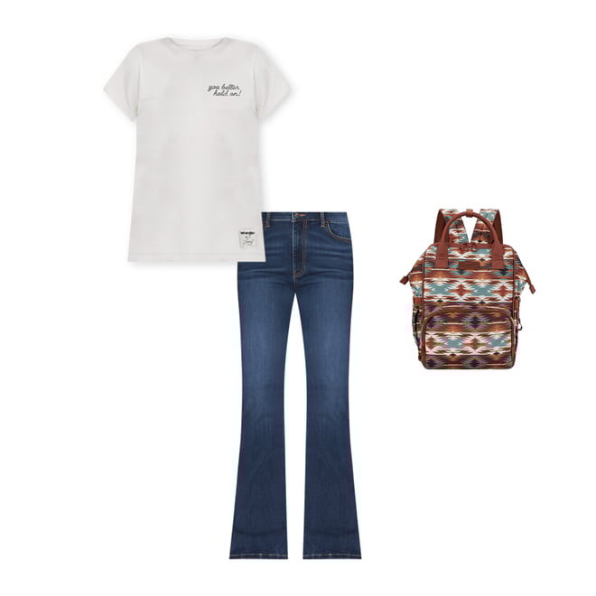 Wrangler x Lainey Wilson Hold On Shrunken Band Tee in White