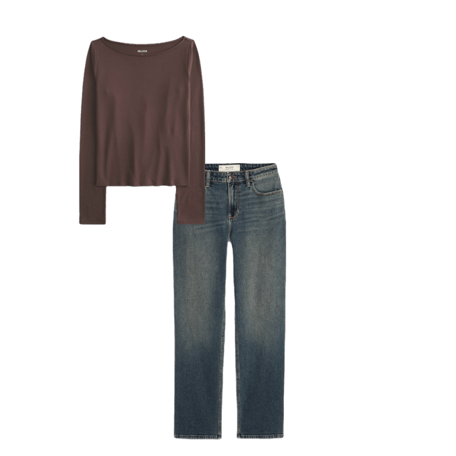 Long-Sleeve Seamless Fabric Slash-Neck Top