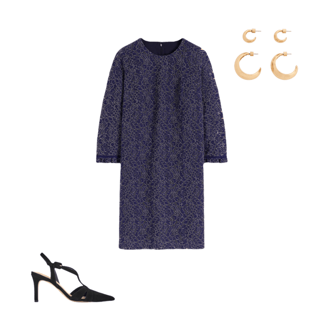 chinese dress ladies Lace Plunge Neck Panel Dress-Navy