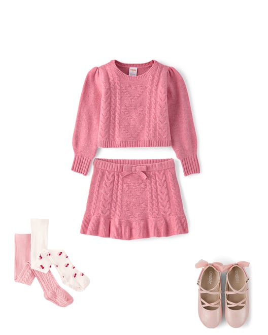 1st bundle featuring 3 items which compliment Girls Heart Cherry Cable Knit Tights 2-Pack