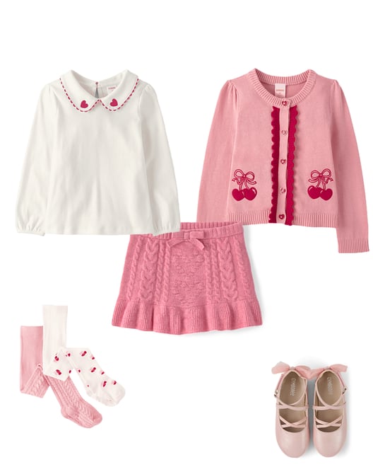 8th bundle featuring 4 items which compliment Girls Heart Cherry Cable Knit Tights 2-Pack