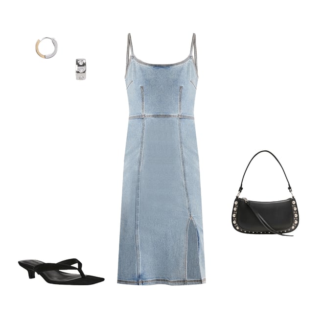 white christmas dresses Amora Denim Midi Dress main image 1