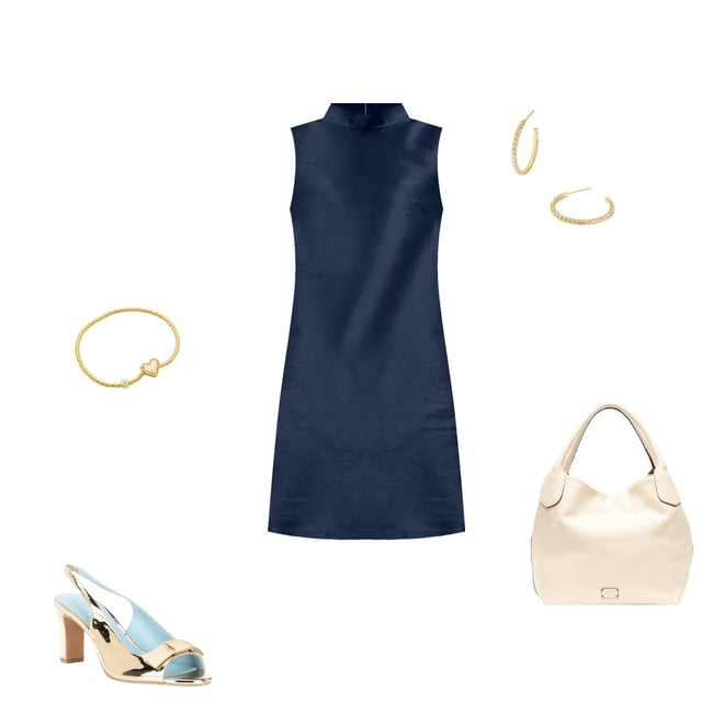 knee length dresses for ladies Peppermayo Dresses | Odette Satin Mini Dress | Color: Blue | Size: 4 main image 1